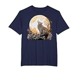 Cottagecore Aesthetic Mountain Wolf Native American Wolves T-Shirt, Men's Big and Tall, Navy Blue, 5X Tall