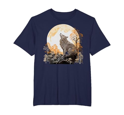 Cottagecore Aesthetic Mountain Wolf Native American Wolves T-Shirt, Men's Big and Tall, Navy Blue, 5X Tall