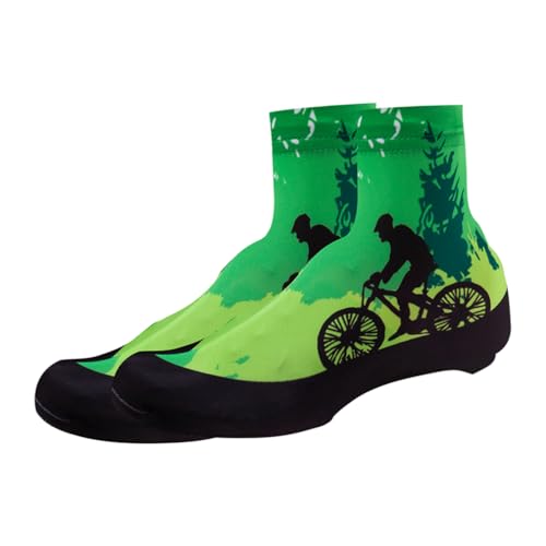 Cubiertas para zapatillas de ciclismo impermeables al viento, para bicicleta de carretera, color verde, talla M miniatura 3