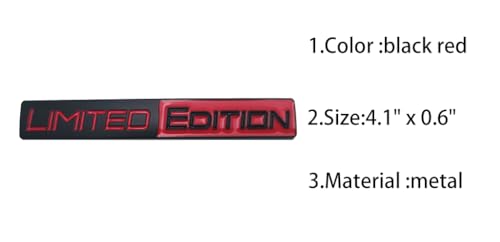 Image of 1pcs 3D Metal Limited Edition Emblem Car Logo Trunk Lid Badge Sport Turbo Decal Replacement for Universal Vehicle, Car, SUV, Truck (Black red)