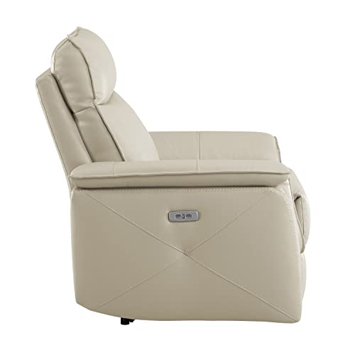Sillón moderno reclinable piel Taupe miniatura 6