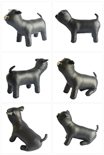 Hunde-Schaufensterpuppen, aus PU-Leder, stehend, flexibel, dehnbar, für Hundebekleidung, Haustierkleidung, Hundegeschäft, Bulldoggen-Stil, Schwarz