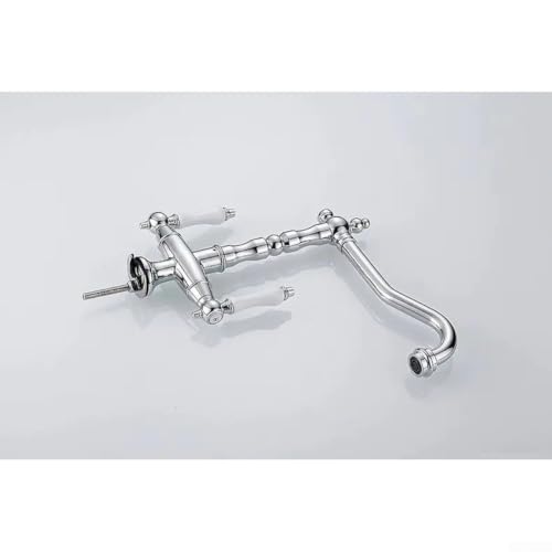 Cuivre massif d'exception pour ce robinet de lavabo rétro argenté double commande - 8