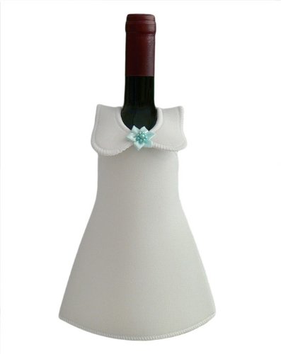 Couvre-bouteille en forme de robe - fleur au niveau du col