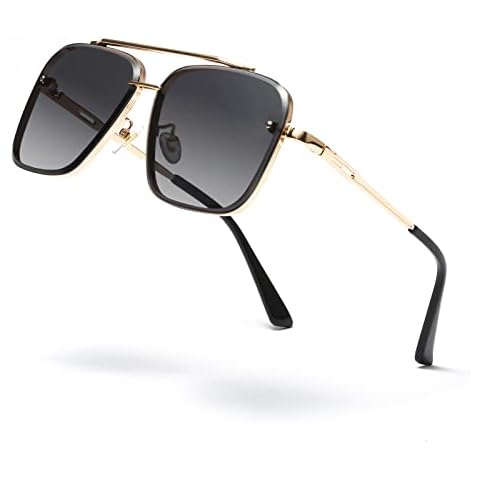 Long Keeper Retro Square Sunglasses with UV400 Protection Cover