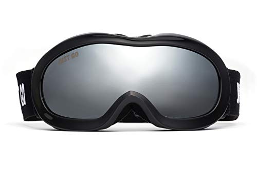 Gafas de esquí para niños JUST GO con funda EVA y lente nieve plateada doble capa
