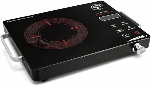 Image of Starly 2000W Infrared Cooktop With Digital Display, Crystal Glass Plate, Digital Display, 4 Preset Cooking Modes, Touch Control, Infrared Hot Plate, Knob temperature control - 1 Year Warranty