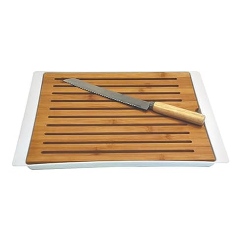 Tagliere per Pane con Coltello in Legno, 38 cm x 27 cm x 3 cm