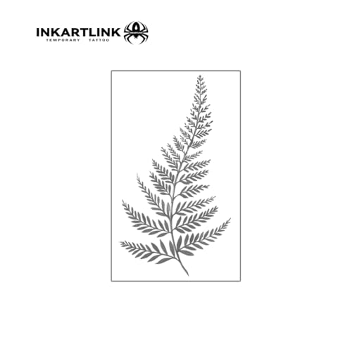 INKARTLINK Semi Permanent Tattoo, Temporary Tattoo, Beautiful and Realistic Design, Fun Tattoo Experience, Cruelty-free, Non-reflective, Waterproof (Fern Leaf)
