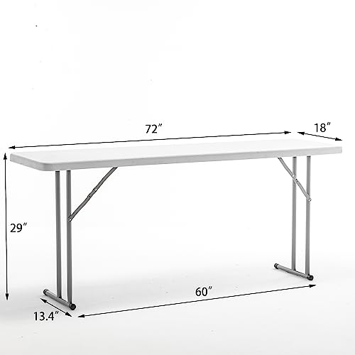 Image of BTEXPERT 6-Foot - 72 inch Long White Plastic Folding Seminar Training Table Portable 18 inch Wide Narrow, 29 inch High, Events Indoor Outdoor Lightweight Set of 10