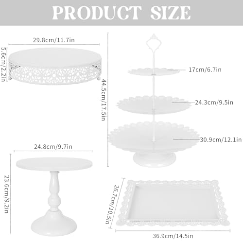 Fivenl 8 Pcs Cake Stand Metal Dessert Table Display Set, 3-Tier Cupcake Stand, Cake Display Tower and Cookie Tray Rack Serving Tray for Birthday Party, Weddings, Baby Shower - Image 3