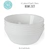 Martha Stewart Opalton 6-Piece 6-Inch Soup and Cereal Bowls Lightweight, Chip and Break Resistant Opal Glass Bowls for Everyday Use