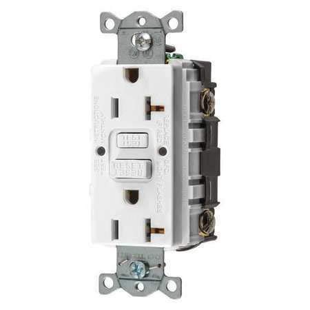 GFCI Receptacle,20A,125VAC,5-20R,White HUBBELL WIRING DEVICE-KELLEMS GFRST20W