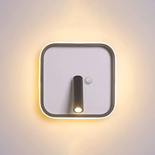 Lámpara de pared LED nórdica cuadrada con interruptor para mesita de noche 2