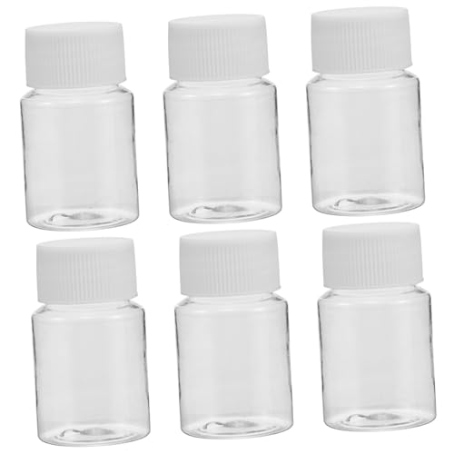 TOVINANNA 6-Piece Portable Plastic Pill Boxes with Wide Mouth for Liquid Medication Storage Travel-Sized Leakproof