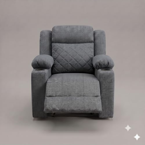 Image of Amazon Brand - Solimo Cosmo | Single Seater Sofa Recliner | Manual Recliner (Velvet Grey) | 1 Year Warranty