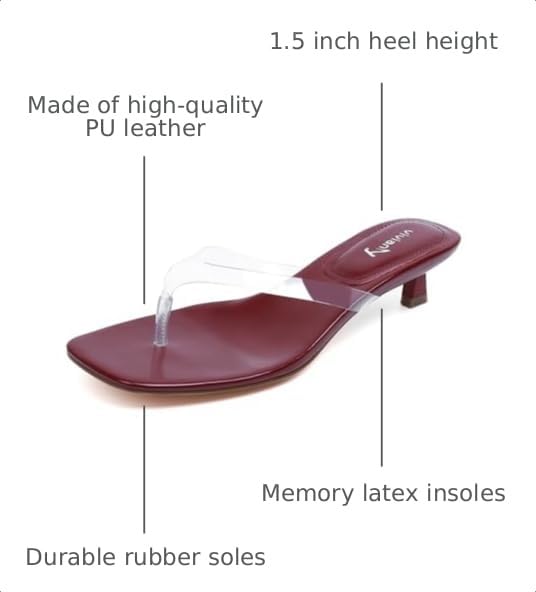 Image of vivianly Women's Flip Flops Kitten Heel Sandals Backless Slippers Stiletto Heel Pinch toe Sandals Slip on Slides Mules