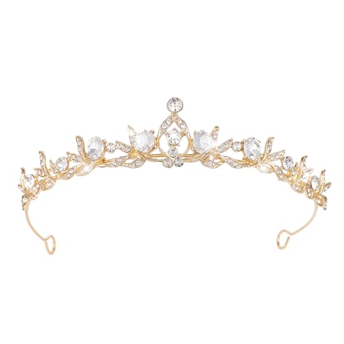 JITINX Crystal Tiaras & Crowns for Women Bride Royal Queen Headband Princess Headpieces for Birthday Cake Crown & Prom Pageant Party (Gold Crown)