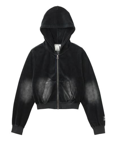 [エックスガール] フェーデッドベロアコンパクトジップアップフーディー FADED VELOUR COMPACT ZIP UP HOODIE 105254012021 BLACK S