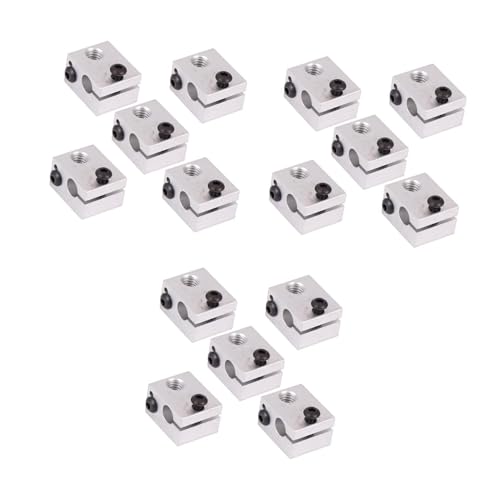 GLEAVI 15pcs Aluminum Heater Block for Printer Parts Aluminum Alloy Heating Block Printer Hot End Heater for Extruder He