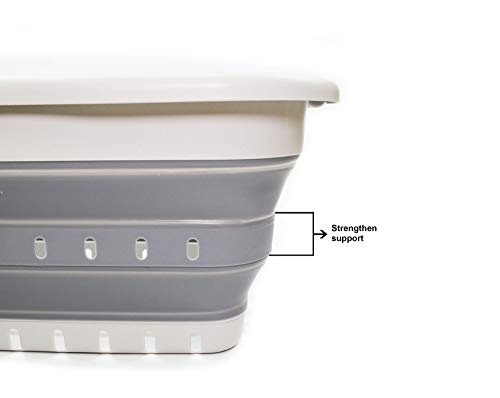 Sammart 41L (10.8 Gallon)Set Of 2 Collapsible 3 Handled Plastic Laundry Basket-Foldable Pop Up Storage Container/Organizer-Space Saving Hamper/Basket (2, Grey/Dark Grey) #TOP3
