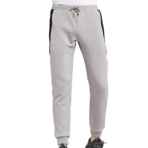 Hatop Men's Winter Warm Jogging Bottoms Casual Fleece Lined Sports Sweatpants Thickened Drawstring Trousers with Pockets Gray