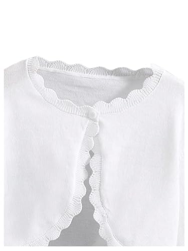 Floerns Girl's Long Sleeve Scallop Trim Knitted Open Front Cardigan Sweater3