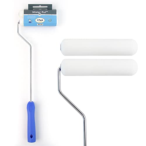 Schaumstoff-Farbroller, Farbrollerabdeckungen 6 Zoll Kit, Hochdichte Schaumstoffwalze Nachfüllpackungen mit Rollenrahmen, Mini-Rollen-Set für Haus, Malbedarf Kit, Soft Grip Griff (3 Stück) Cover