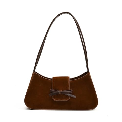 Small Shoulder Bags for Women Suede Handbag Cute Bow Purse Y2K Suede Hobo Handbag Clutch Underarm Purse