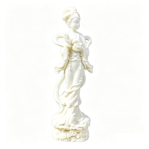 Ivory Fruit Carved Chang'e Statue, Moon Goddess with Jade Rabbit, Chinese Mythology Figurine, Elegant Home Decor, Mid-Autumn Festival Gift, 7.1 Inch