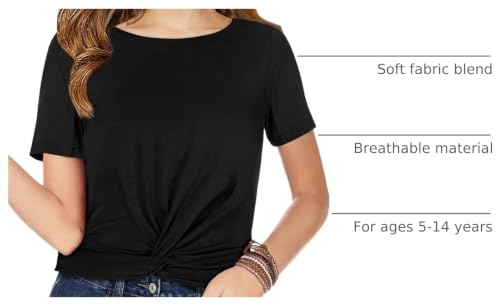 Image of Haloumoning Girls Short Sleeve T Shirts Kids Summer Twist Front Crop Tops Fashion Tees 5-14 Years