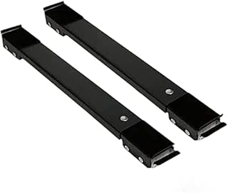 洗濯機 台ブラケット移動できる洗濯機パンドラム式洗濯機冷蔵庫移動ベースブラケット多機能移動台車固定枠冷蔵庫トロリート置き台キャスター付ブレーキロック装置付防振パッド付き長短調節減音防振 耐荷重:300kg 防水パン置台ドラム全自動式対応洗濯機冷蔵庫台 (ブラック)