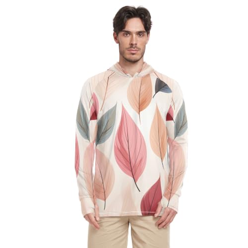 Rash Guard Homme Feuille Rouge T-Shirt Anti-UV UPF 50+ à Manches Longues Col Rond