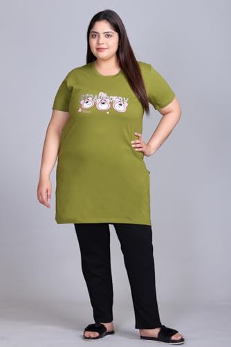 Image of In Love Women's Plus Size Graphic Printed Cotton Night Suit Set Short Sleeve