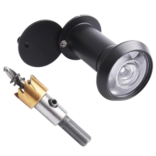 Tahikem Door Viewer Peephole Door Viewers with 0.63inch/16mm Drill Bit Kit Fits 1-3/8 to 2-1/4 Front Door 200 Degree Wide Angle Peep Eye Hole Anti Peeping Reverse Privacy Covers - Matte Black