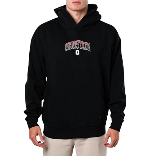 The Wild Collective Unisex Ohio State Splatter Screenprint Fleece Hoodie Large Black