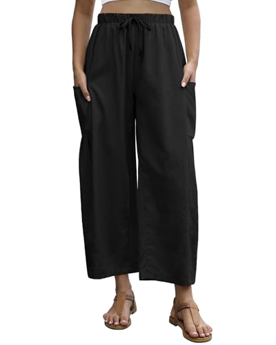 Womens Wide Leg Harem Pants Casual Baggy Summer Beach Travel Vacation Palazzo Harem Pants with Pockets