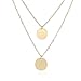 WLL Double Gold Layered Chain Necklace Simple Disc Round Sequin Coin Necklace Bridal Jewelry (gold)