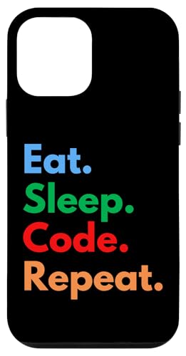 �R�[�_�[�A�n�b�J�[�A�\�t�g�E�F�A���D�Ƃ̂��߂�Eat Sleep Code Repeat �X�}�z�P�[�X iPhone 12 mini �p