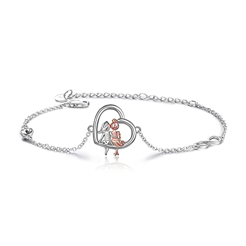 VONALA 925 Sterling Silber Schwester Herz Fußkettchen mit Kristall, unendlichkeitszeichen Schmuck Freundschaft Geschenke für Damen Mädchen