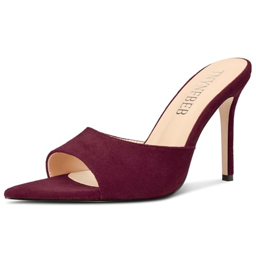 Image of TNYNFBEB Womens Stiletto High Heel Pointed Open Toe Sandals Mules Shoes Slingback Slip-on Prom Party Dress Summer 3.9 Inches Heels
