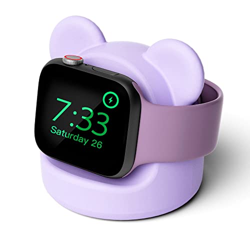 Supporto per caricabatterie silicone per Apple Watch Series mm per supporta la modalità comodino viola