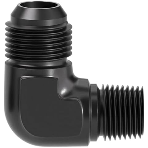 SINTLY 1/4" NPT to 6AN 90 Degree Fitting Male Adapter Aluminum Black Cover