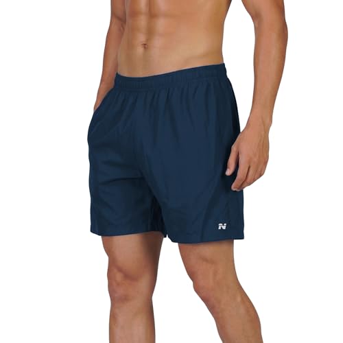 Image of NINQ Mens 2 Pack Polyester Yoga Short Men Summer Running Gym Sports Shorts with Pockets Shorts for Men (in, Alpha, M, Regular, Black)