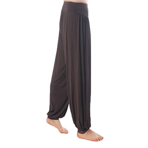 WSLCN Calças Femininas de Harém Modal de Cintura Alta para Dançar e Fazer Exercícios Marrom G