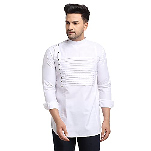 Image of SAIFOO Men's Rich Cotton Blind Short Kurta