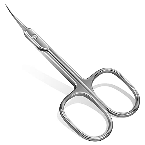 CGBE Cuticle Scissors with Curved Tip Stainless Steel Cuticle Scissors Extra Fine Super Sharp Small Pointed Beauty Cuticle Cutter for Trimming Cuticles Eyebrows Eyelashes and Dry Skin