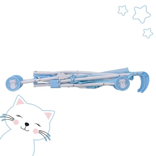 BabyBoo Puppenwagen Blau Kätzchen | Leichter Puppen-Buggy mit Schirmfaltfunktion | Puppen-Kinderwagen Spielzeug für Jungen & Mädchen (Babyboo Blauer Kityt) – Bild 7