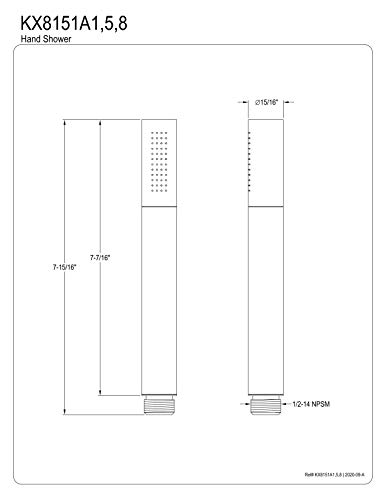 Regadera de mano redonda Kingston Brass KX8151A8 Cepillada miniatura 2