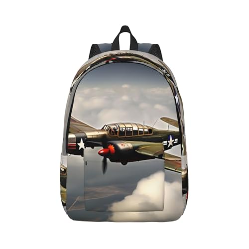 Sac à dos voyage décontracté mixte grand volume imprimé aviation militaire rétro